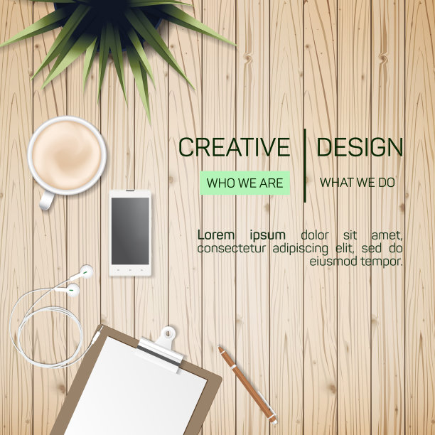 平面风格的现代创意办公空间设计概念图片下载