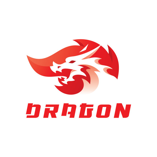 负空间龙头和火焰，火焰标志矢量图标与现代梯度颜色风格图片下载