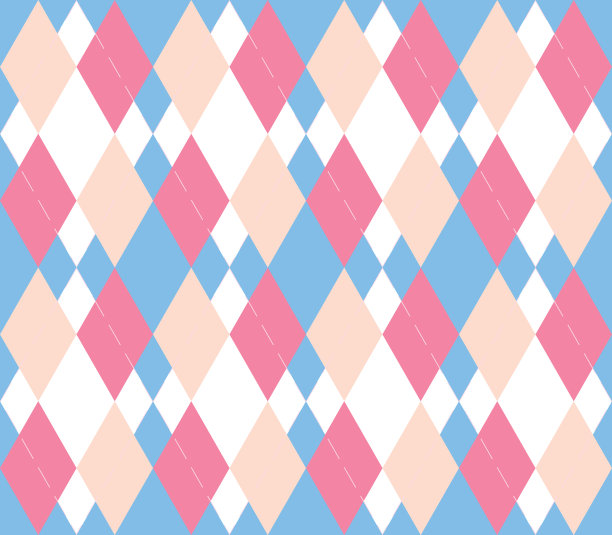 菱形无缝花纹，蓝、黄、粉三色。适用于各种印刷品、织物、书籍封面、表面及网布使用图片下载