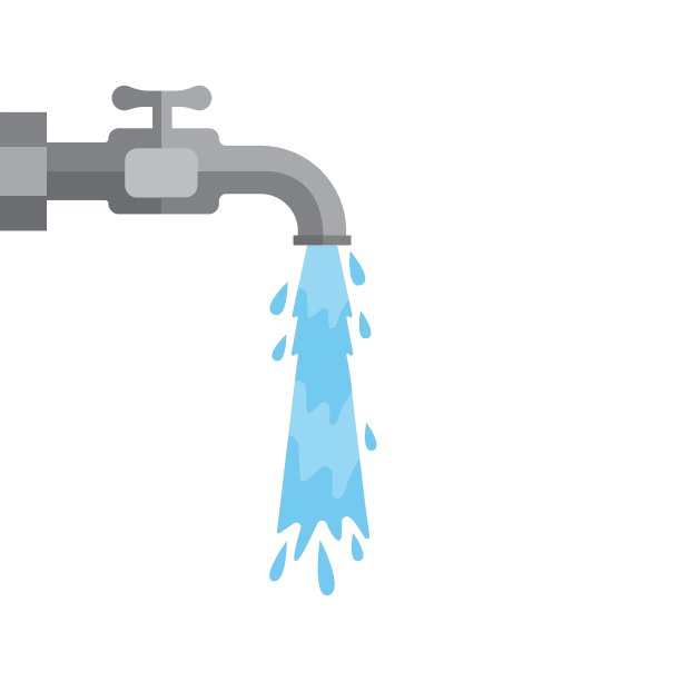 从水龙头流动的水矢量插图设计模板图片下载