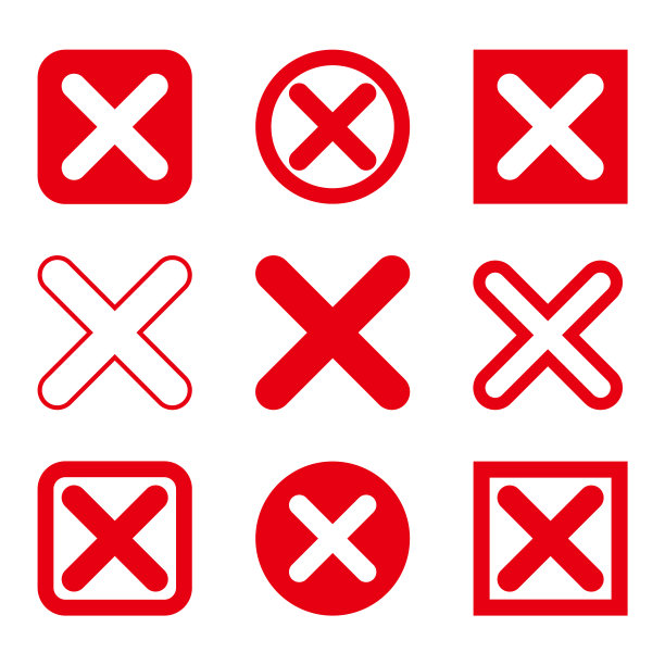 一组红色的X标记图标与变化图片下载