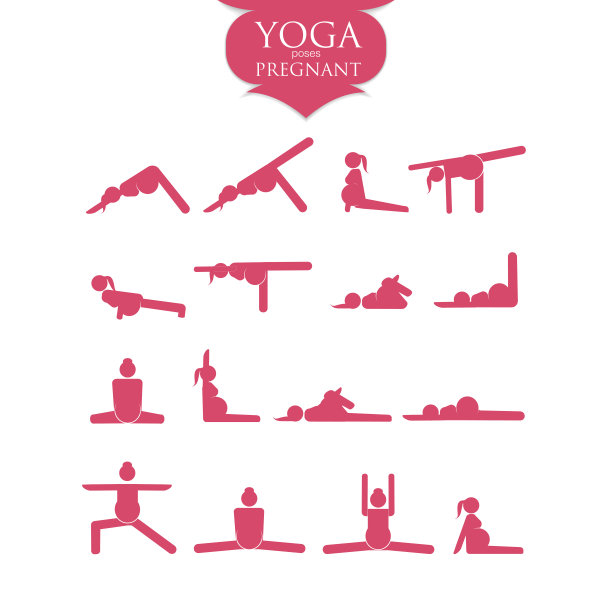 简笔画。孕妇在做瑜伽。图片下载