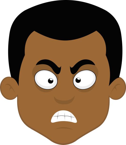 矢量插图的卡通人的脸与愤怒的表情图片下载