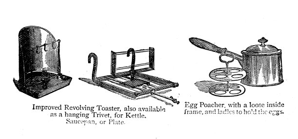 维多利亚时期的黑白雕刻厨房用具;沃恩的烹饪和家政书，1860图片下载
