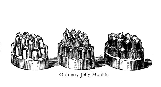 维多利亚时期的黑白雕刻厨房用具;果冻模具;沃恩的烹饪和家政书，1860图片下载