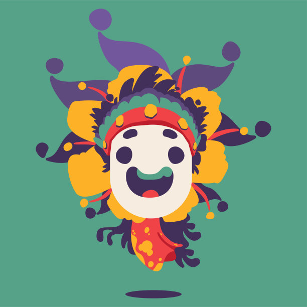 小丑狂欢节面具-绿色调色板图片下载