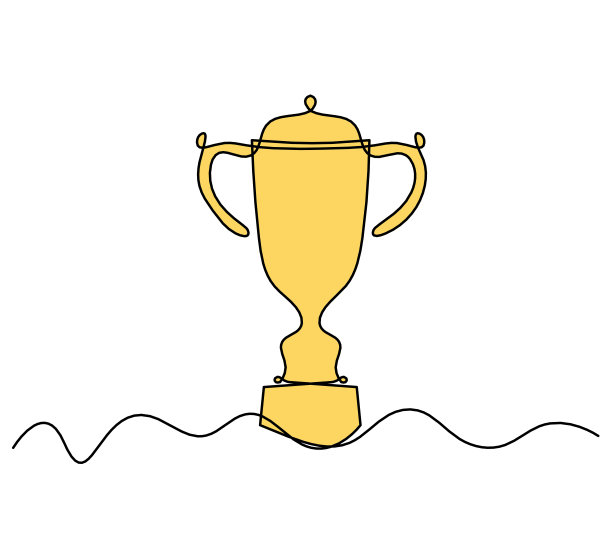 抽象的彩杯作为连续的线条画在白色的背景上图片下载