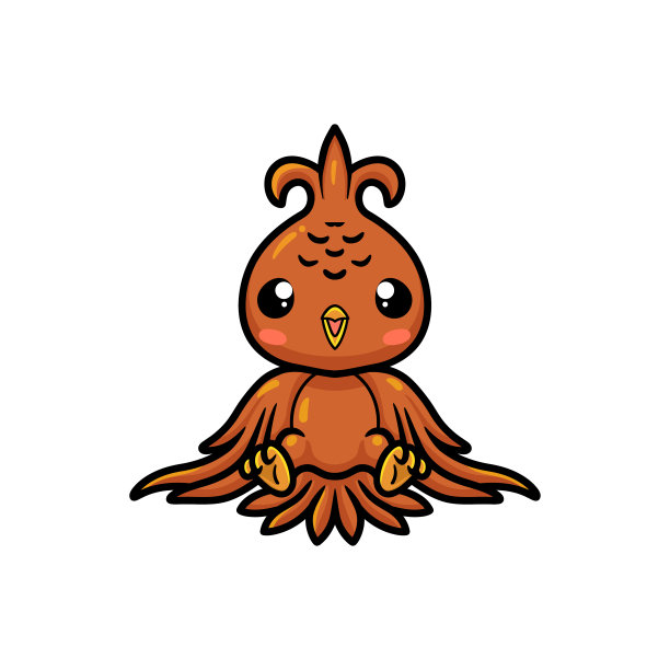 可爱的小凤凰卡通坐着图片下载