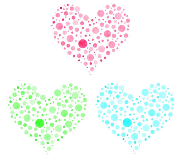 心的形状。圆点花纹。图片下载