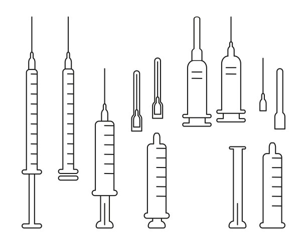 医用注射器一套载体插图隔离物。注射器、针、皮下注射器及助推器。图片下载