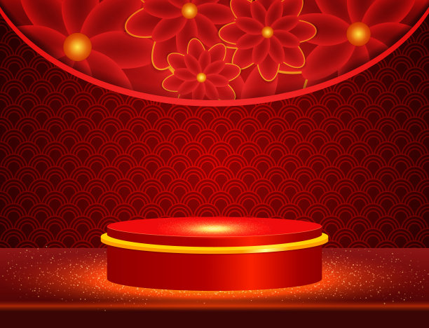 矢量中国新年插图与舞台和亚洲元素图片下载