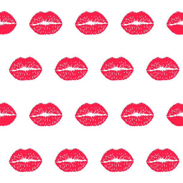 女性唇吻无缝图案背景图片下载