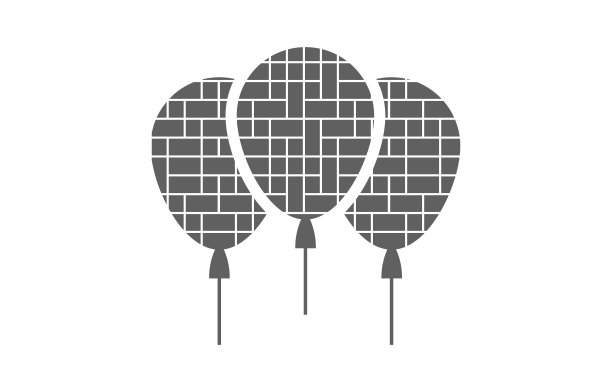 照片拼贴框架内气球标志模板。图片下载