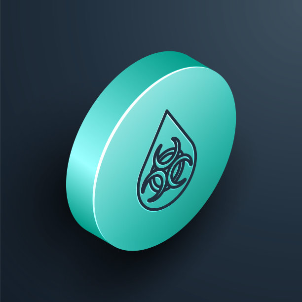 等距线GMO图标孤立在黑色背景上。转基因生物的缩写。Dna食品修改。绿松石圆按钮。向量图片下载