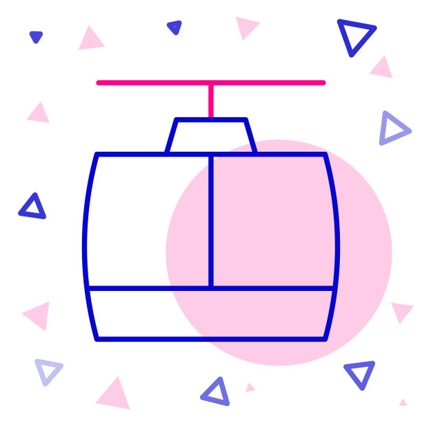 线缆车图标孤立在白色背景上。缆索的迹象。色彩斑斓的轮廓的概念。向量图片下载