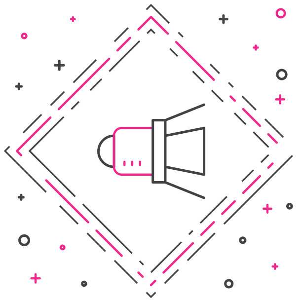 线电影聚光灯图标孤立在白色背景上。光的效果。现场,工作室,显示。色彩斑斓的轮廓的概念。向量图片下载