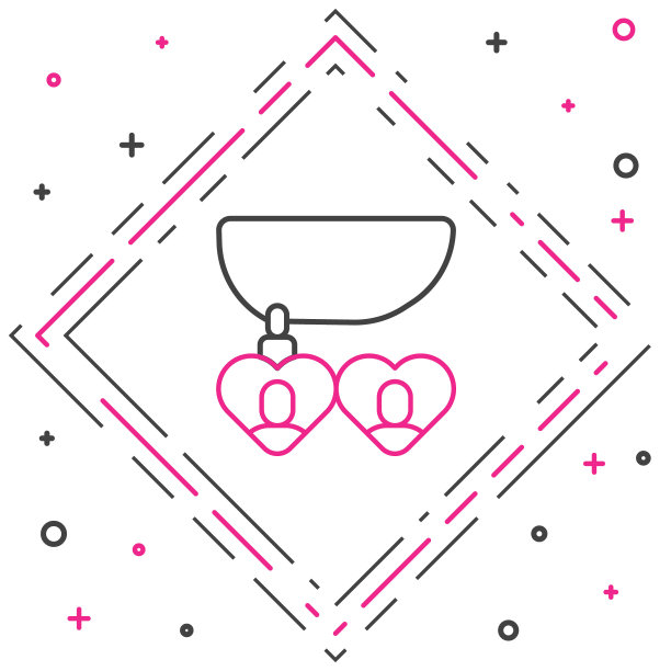 线项链与心形吊坠图标孤立在白色背景。珠宝装饰。国际妇女节快乐。色彩斑斓的轮廓的概念。向量图片下载