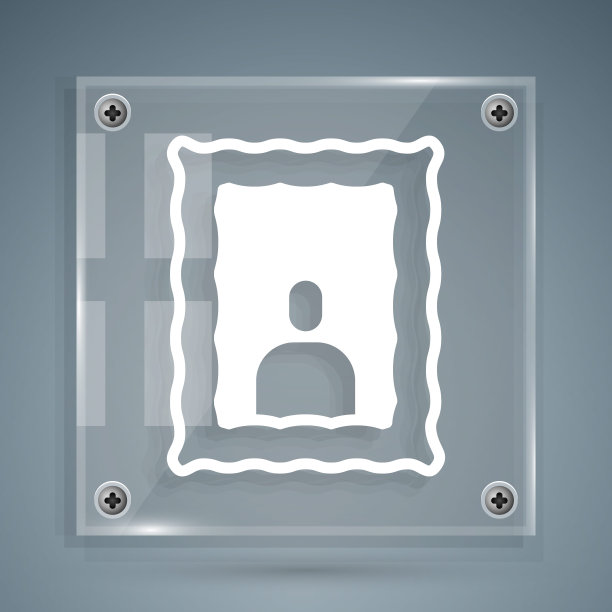 白色相框上的表图标孤立在灰色背景上。情人节的象征。方形玻璃面板。向量图片下载