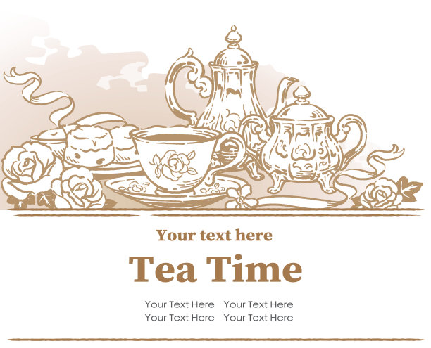 使用tea time对象的设计模板。复古风格。矢量插图。图片下载