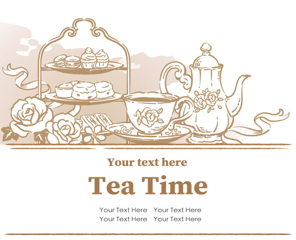 使用tea time对象的设计模板。复古风格。矢量插图。图片下载