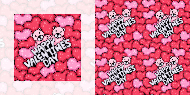 爱情主题无缝涂鸦图案为情人节图片下载