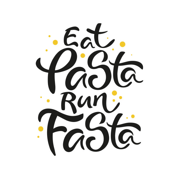 吃面食跑得快，手绘书法题字。图片下载