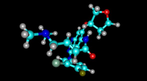 Afatinib分子结构在黑色上孤立图片下载