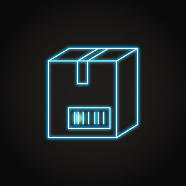 霓虹灯盒与条码图标在线的风格图片下载