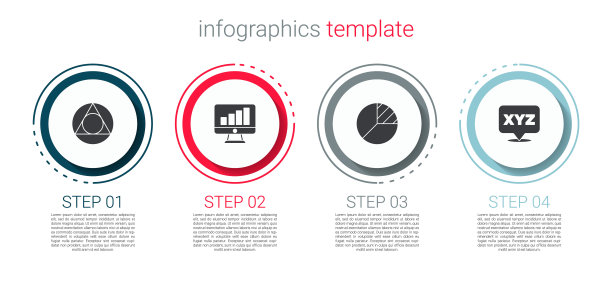 设置三角形数学，计算机监控图形，饼图信息和XYZ坐标系。业务信息模板。向量图片下载