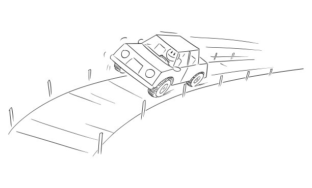 快速和危险驾驶的汽车，矢量卡通棍子图插图图片下载