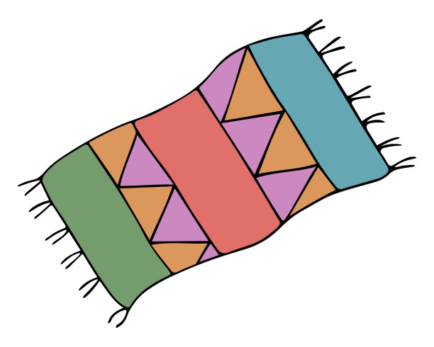 地毯。曲折的地板。图案地板垫。彩色矢量插图。孤立的白色背景。卡通风格。室内设计。舒适的心情。图片下载