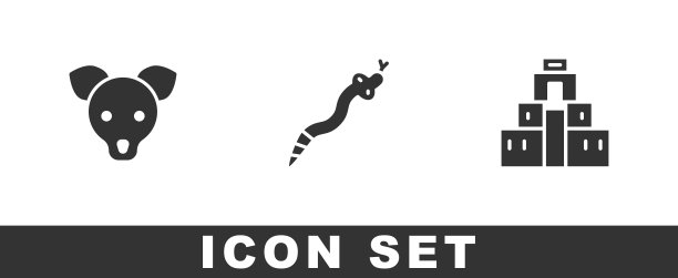 在玛雅图标中设置狗，蛇和奇琴伊察。向量图片下载