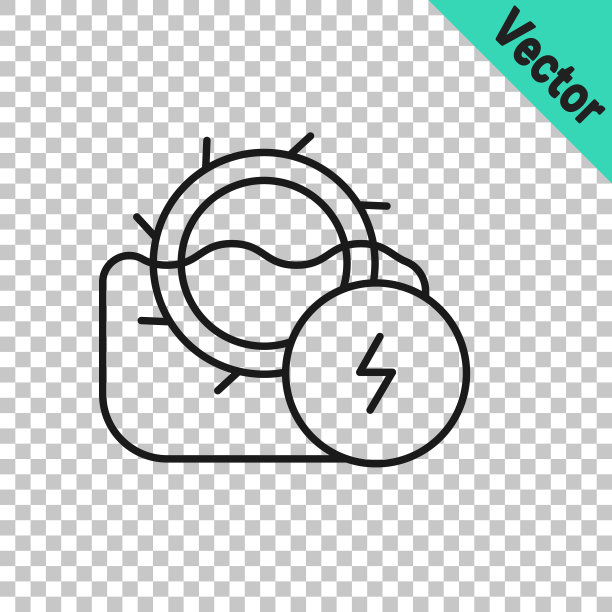 黑线水磨图标孤立在透明的背景。水车的能量。水电涡轮。向量图片下载