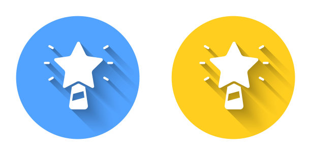 白色圣诞明星图标孤立与长阴影背景。圣诞快乐，恭贺新禧。圆按钮。向量图片下载