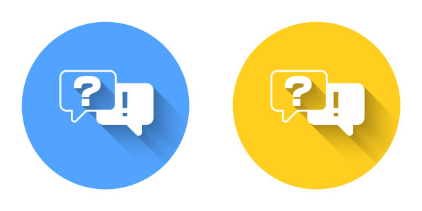 白色的演讲气泡与问题和答案图标孤立与长阴影背景。Q和A符号。常见问题的迹象。聊天语音气泡和图表。圆按钮。向量图片下载