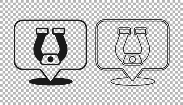黑色马蹄铁图标孤立在透明的背景上。向量图片下载