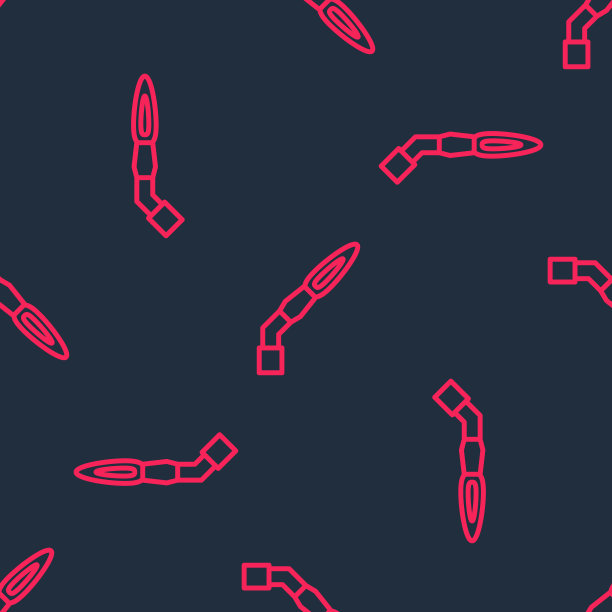 红线焊枪图标孤立无缝图案在黑色背景上。向量图片下载