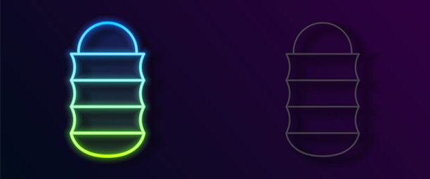 发光的霓虹灯线渔网图标孤立在黑色背景。渔具。向量图片下载
