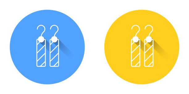 白色耳环图标孤立与长阴影背景。珠宝配饰。圆按钮。向量图片下载