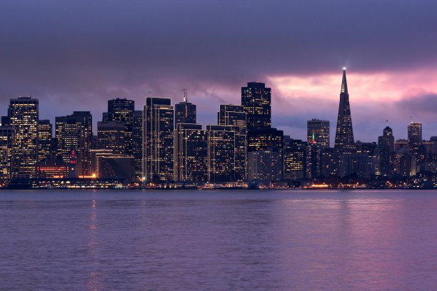 黄昏时分的旧金山天际线图片下载