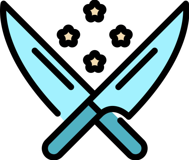 交叉刀图标颜色轮廓图片下载