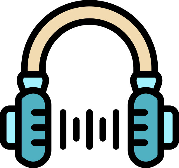 课程耳机图标颜色轮廓图片下载