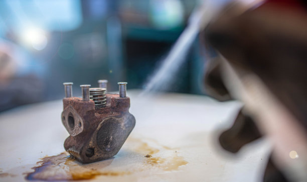 用清洁剂清洗EGR阀的喷雾、废气再循环阀。图片下载