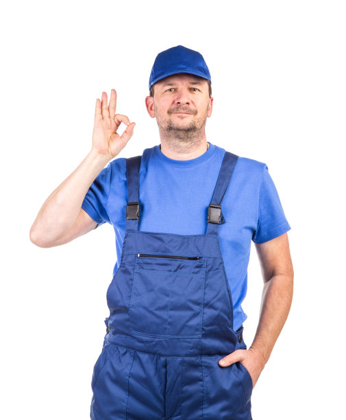 有一个工人和伟大的标志。图片下载