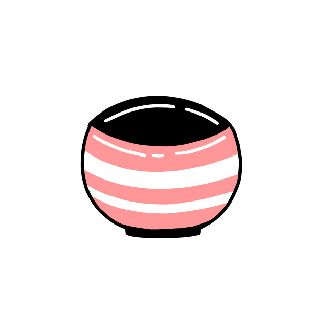 陶瓷粉白条纹杯简单涂鸦风格。矢量插图孤立在白色背景上。图片下载