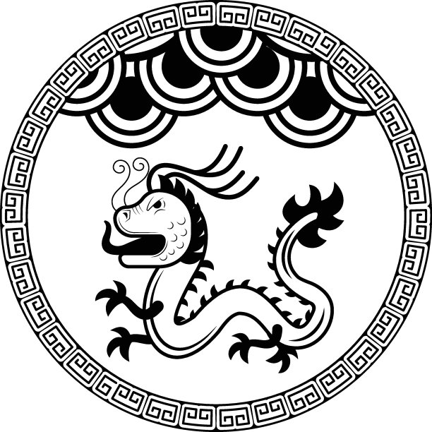 舞龙舞狮概念矢量图标设计，中国传统文化符号，2022年虎年标志，中国旅游指南图库插图图片下载