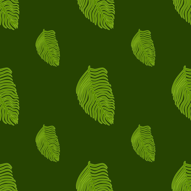 现代棕榈叶无缝模式与手绘叶片打印。抽象艺术的自然背景。季节纺织品的矢量插图。图片下载