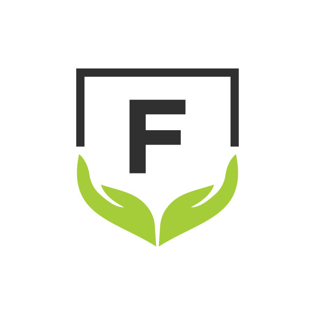 慈善帮助手标志上字母F概念模板。关爱、分享、慈善、医疗、捐赠机构标识设计图片下载