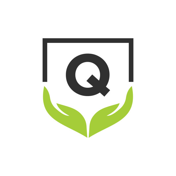 慈善帮助手标志上字母Q概念模板。关爱、分享、慈善、医疗、捐赠机构Q标志设计图片下载