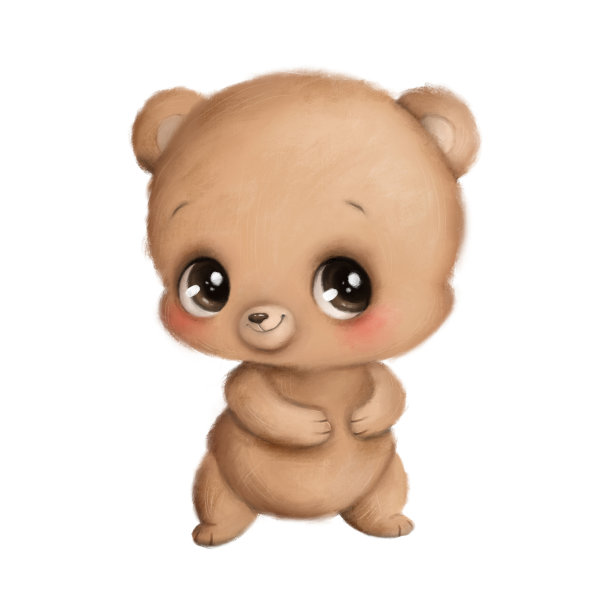 一个可爱的卡通熊孤立在白色背景的插图。可爱的卡通动物。图片下载